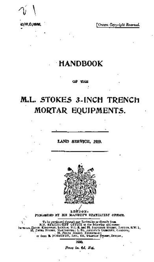 Handbook of the M.L. Stokes 3-inch trench mortar equipments (1919)